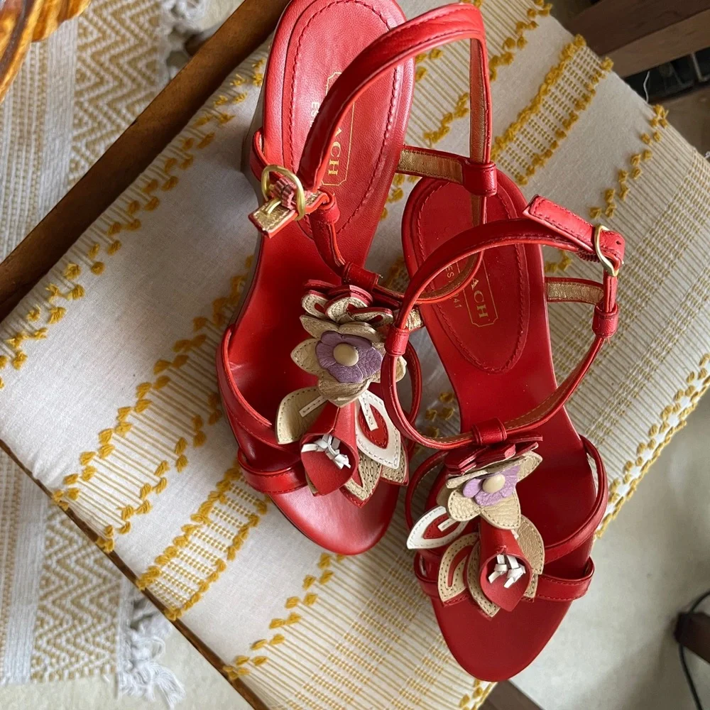 COACH orange floral platform shoe - Picture 6 of 8